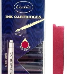 Conklin Fountain Pen Ink Cartridges, 12 Pack, Burgundy
