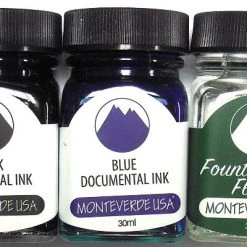 Monteverde Fountain Pen Ink Bottles, Documental Black & Blue W/ Pen Flush