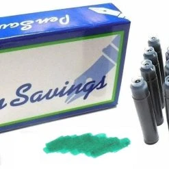 Pen Savings 24 Standard International Short Fountain Pen Ink Cartridges, Oceans Teal
