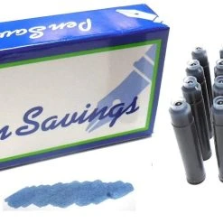Pen Savings 24 Standard International Short Fountain Pen Ink Cartridges, Navy Blue