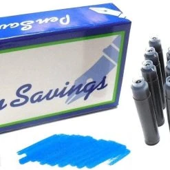 Pen Savings 24 Standard International Short Fountain Pen Ink Cartridges, Royal Blue