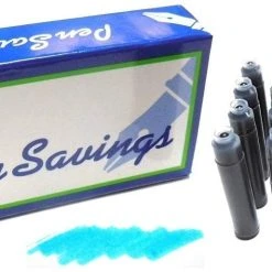 Pen Savings 24 Standard International Short Fountain Pen Ink Cartridges, Turquoise
