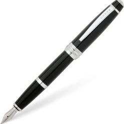 Cross® Cross Bailey Fountain Pen, Black Lacquer & Chrome, Medium Nib