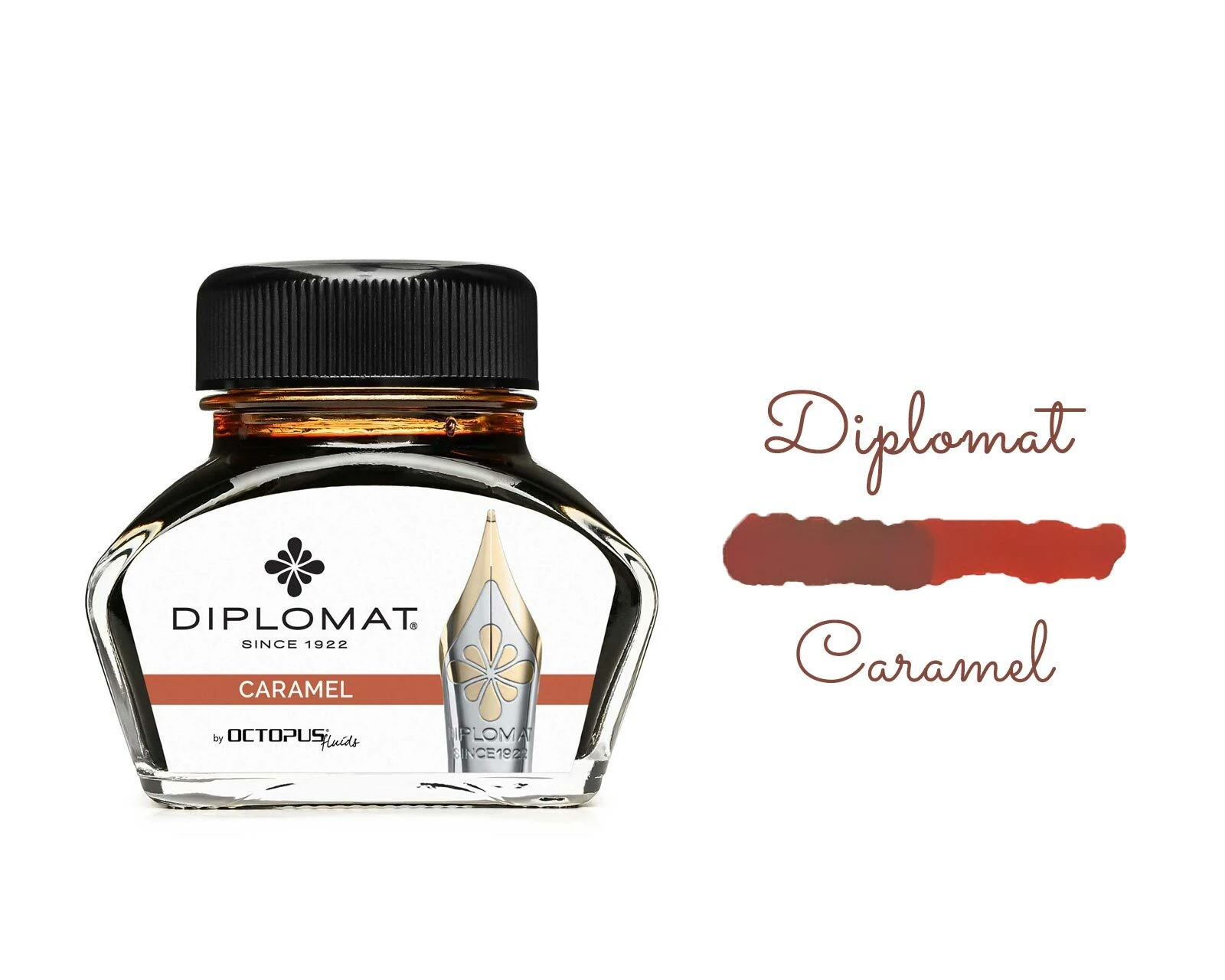 Diplomat Octopus Fountain Pen Ink Bottle, 30ml, Caramel Brown 3 Diplomat Octopus Fountain Pen Ink Bottle, 30ml, Caramel Brown