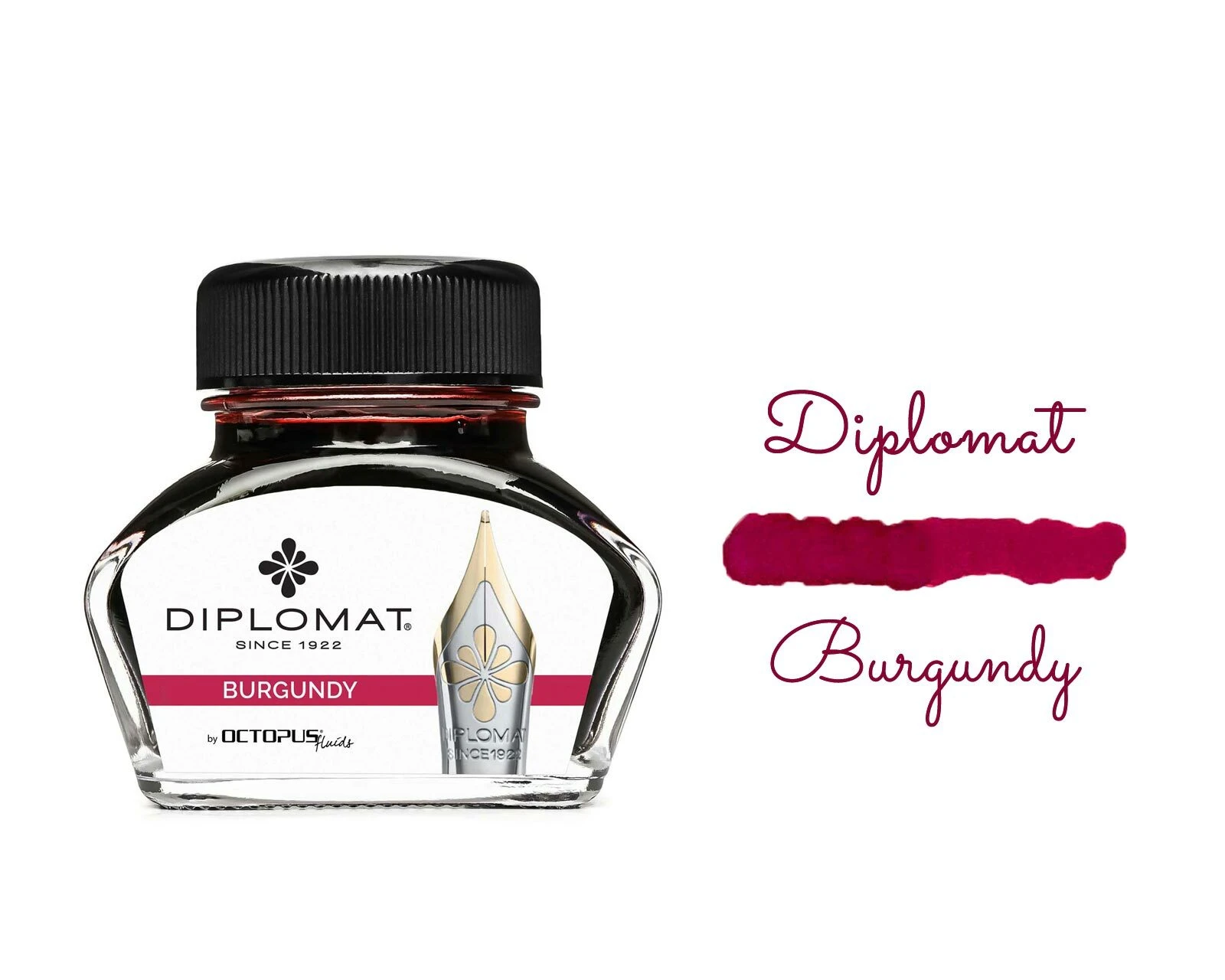 Diplomat Octopus Fountain Pen Ink Bottle, 30ml, Burgundy 3 Diplomat Octopus Fountain Pen Ink Bottle, 30ml, Burgundy