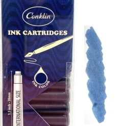 Conklin Fountain Pen Ink Cartridges, 12 Pack, Blue/Black