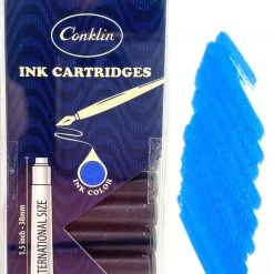 Conklin Fountain Pen Ink Cartridges, 12 Pack, Blue