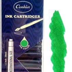 Conklin Fountain Pen Ink Cartridges, 12 Pack, Green