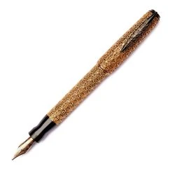 Pineider LE Psycho Sterling Silver Fountain Pen, Yellow Gold Coated, Fine Nib