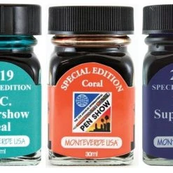 Monteverde 30ml Special Edition Fountain Pen Ink Bottle Set, Teal, Coral, Blue