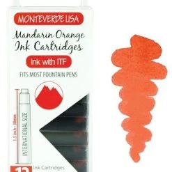 Monteverde International Standard Fountain Pen Ink Cartridges, Mandarin Orange