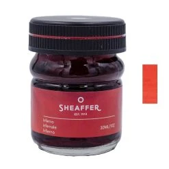Sheaffer Intensity Fountain Pen & Ink Set, Herringbone Red, Medium Nib -truphaeinc shop SF90749 Sheaffer Intensity Fountain Pen with Bottled Ink Gift Set Red DTL2 P2