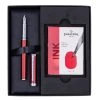 Sheaffer Intensity Fountain Pen & Ink Set, Herringbone Red, Medium Nib -truphaeinc shop SF90749 Sheaffer Intensity Fountain Pen with Bottled Ink Gift Set Red P1