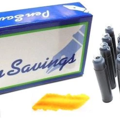 Pen Savings 24 Standard International Short Fountain Pen Ink Cartridges, Buttercup Yellow