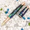 Monteverde Limited Edition Super Mega Abalone Fountain Pen, Rose Gold Trim, Solid 14k Gold Flex Nib -truphaeinc shop a abalone gold fp scaled