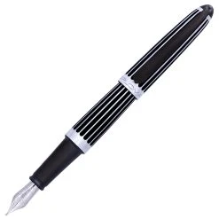 Diplomat Aero Stripes Black Fountain Pen, 14kt Gold