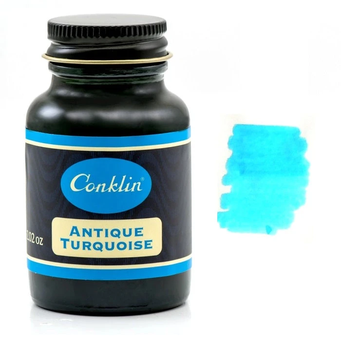 Conklin Classic Fountain Pen Ink Bottle, Antique Turquoise, 60ml Glass Bottle 3 Conklin Classic Fountain Pen Ink Bottle, Antique Turquoise, 60ml Glass Bottle