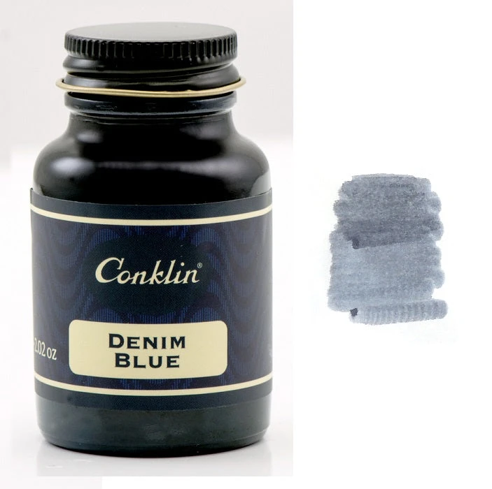 Conklin Classic Fountain Pen Ink Bottle, Denim Blue, 60ml Glass Bottle 3 Conklin Classic Fountain Pen Ink Bottle, Denim Blue, 60ml Glass Bottle