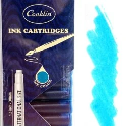 Conklin Fountain Pen Ink Cartridges, 12 Pack, Turquoise