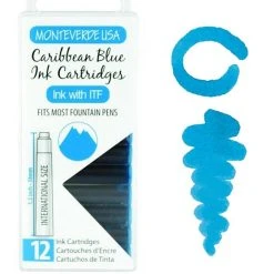 Monteverde International Standard Fountain Pen Ink Cartridges, Caribbean Blue