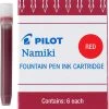 Pilot Namiki Fountain Pen Ink Cartridges, Red, 6pk -truphaeinc shop pred